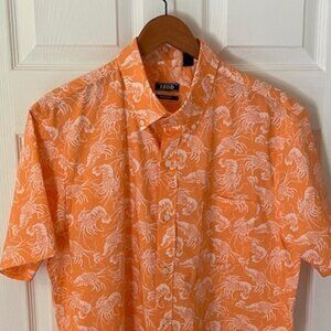 IZOD | Hawaiian Stretch Poplin Lobster Print Men's Shirt Size L/G
